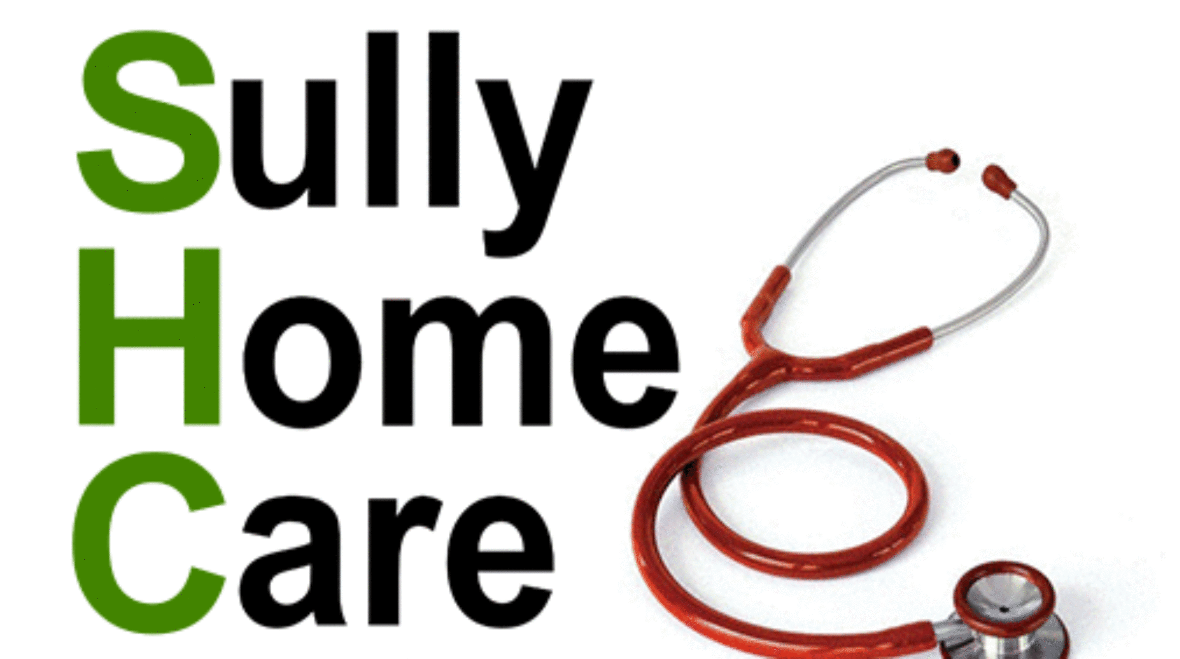 A red stethoscope with the words fully home care written in black.