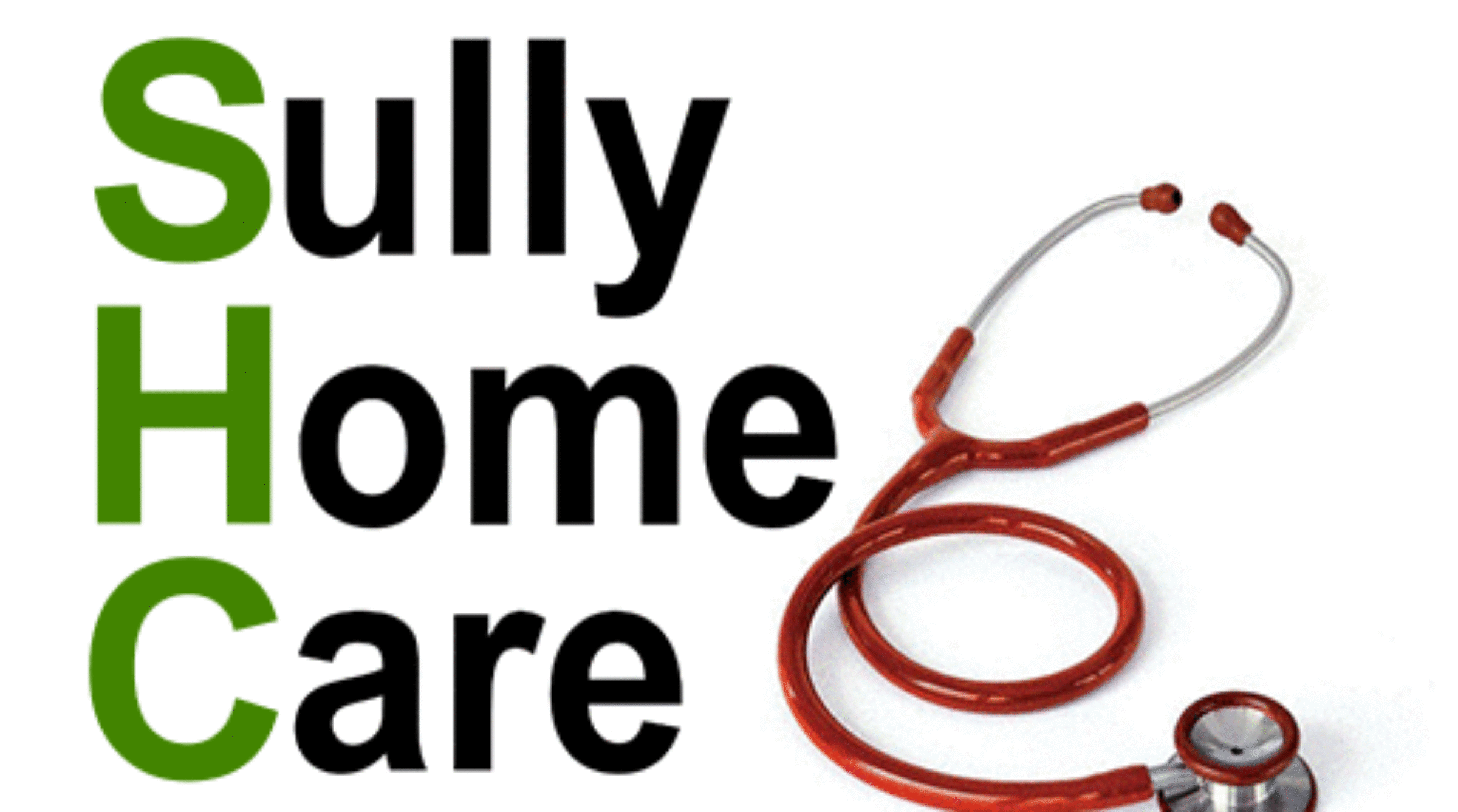 A red stethoscope with the words fully home care written in black.